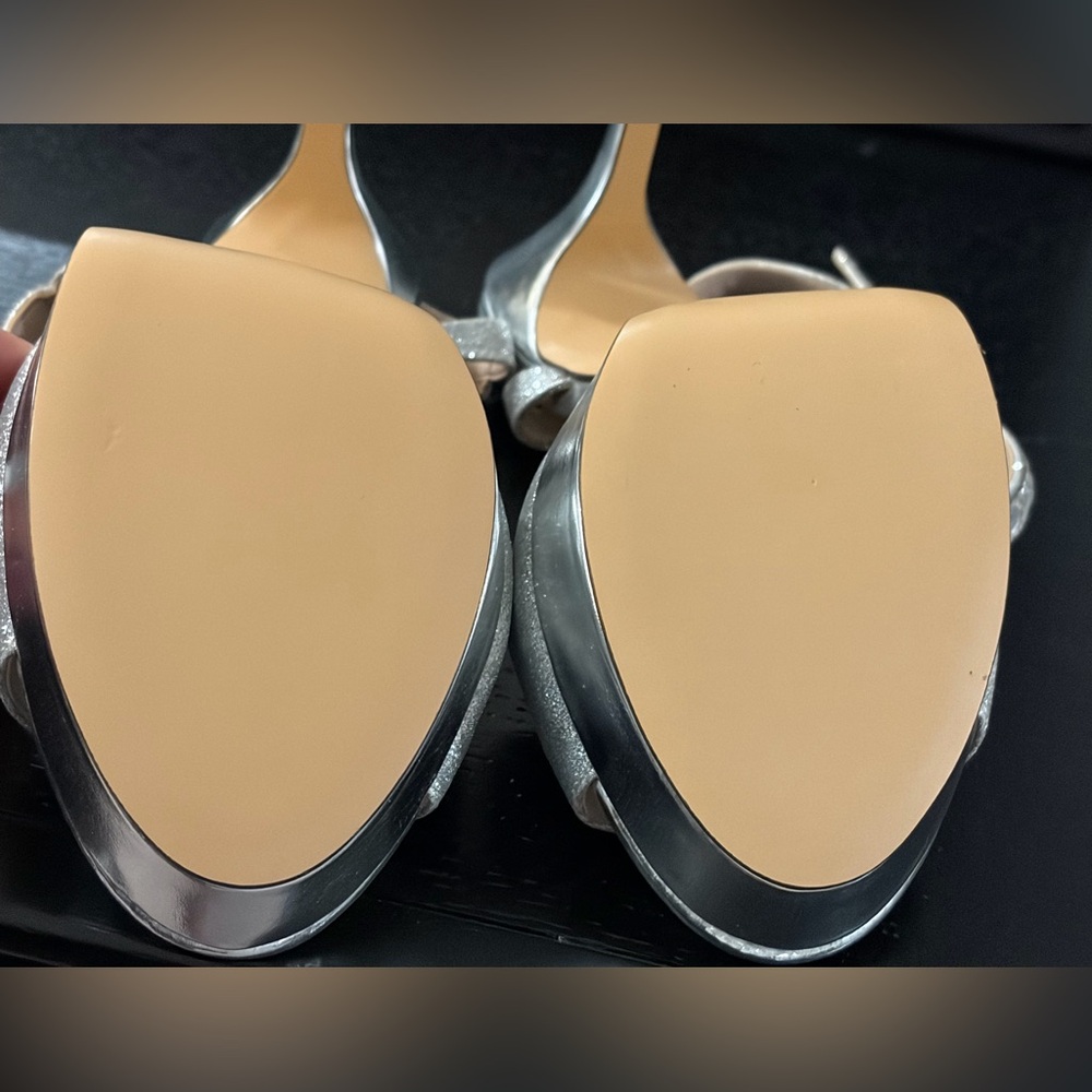 Sparkling Silver Platform Heels - image 8